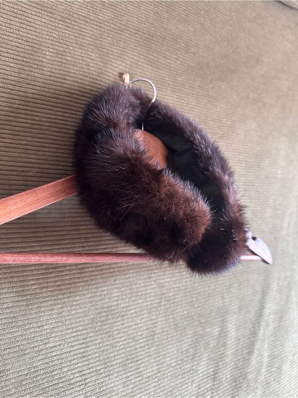 Vintage 1950s–60s Genuine Mink Fur Collar Dark Chocolate Brown
